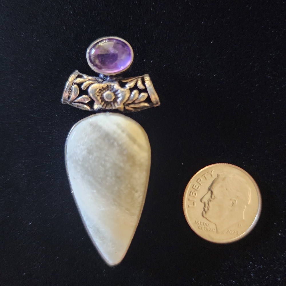 Calcite & Amethyst Pendant